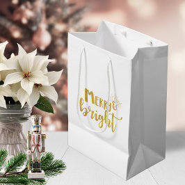 Weihnachten Merry and Bright Imitate Gold Typograf Mittlere Geschenktüte