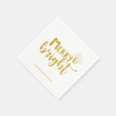 Weihnachten Merry and Bright Imitate Gold Typograf Serviette (Ecke)