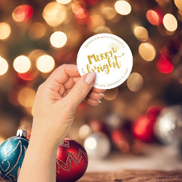 Weihnachten Merry Bright Gold Foil Adresse Runder Aufkleber