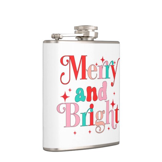 Weihnachten Merry & Bright Moderner Personalisiert Flachmann (Rechts)