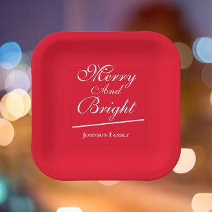 Weihnachten Merry & Bright Personalisierte Familie Pappteller