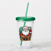 Weihnachten - "Merry & Bright Santa" Acryltrinkbecher (Rückseite)