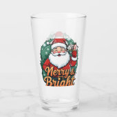 Weihnachten - "Merry & Bright Santa" Glas (Rückseite)