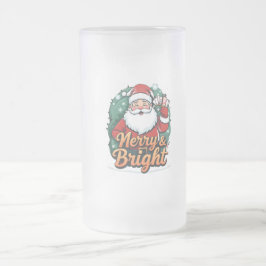 Weihnachten - "Merry & Bright Santa" Mattglas Bierglas