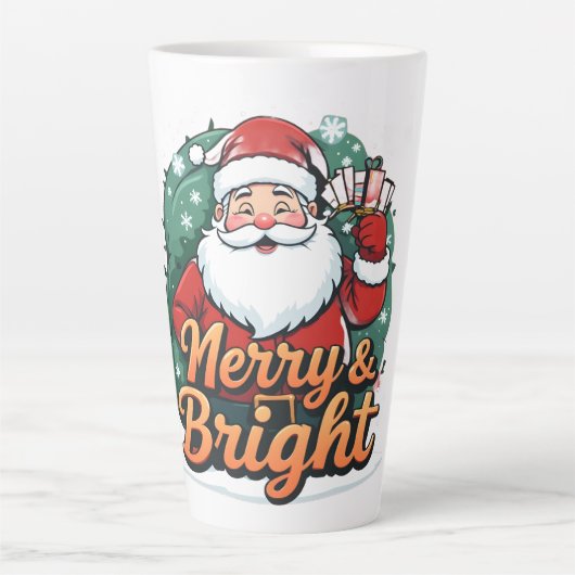 Weihnachten - "Merry & Bright Santa" Milchtasse (Vorderseite)