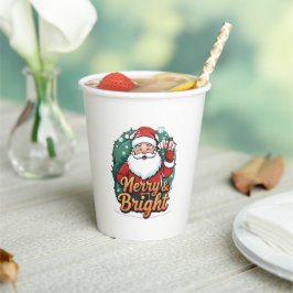 Weihnachten - "Merry & Bright Santa" Pappbecher