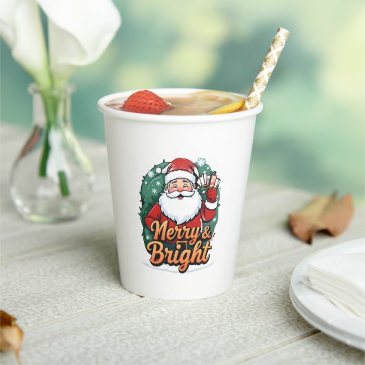 Weihnachten - "Merry & Bright Santa" Pappbecher (In Situ)