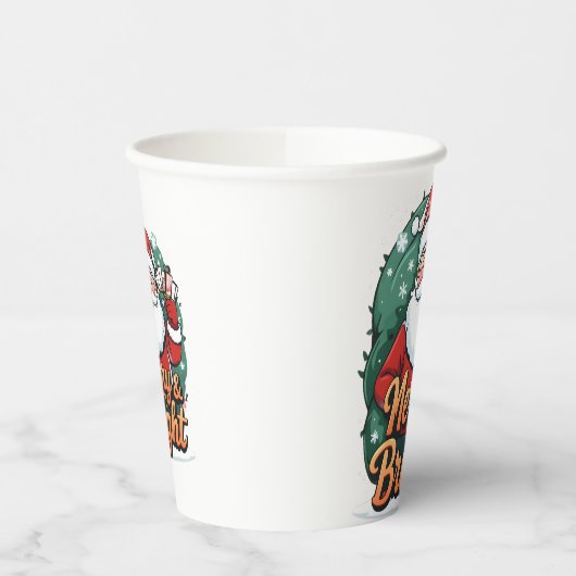 Weihnachten - "Merry & Bright Santa" Pappbecher (Links)