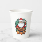 Weihnachten - "Merry & Bright Santa" Pappbecher (Vorderseite)
