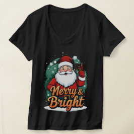 Weihnachten - "Merry & Bright Santa" T-Shirt