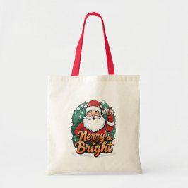 Weihnachten - "Merry & Bright Santa" Tragetasche