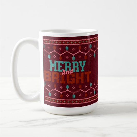 Weihnachten Merry & Bright Ugly Sweater Tasse (Links)