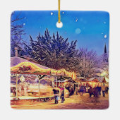 Weihnachten Merry Go Runde und Deutsche Kirche Keramikornament (Rückseite)