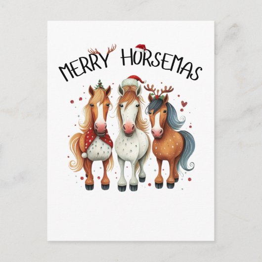 Weihnachten Merry Horsemas Weihnachtspferd Postkarte (Vorderseite)