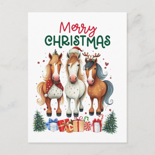 Weihnachten Merry Horsemas Weihnachtspferd Postkarte (Vorderseite)