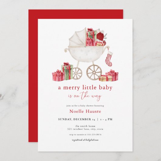 Weihnachten Merry Little Baby Dusche Einladung (Vorne/Hinten)