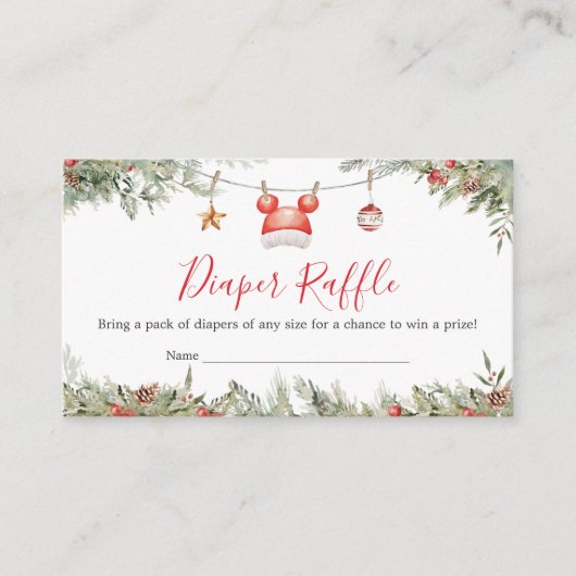 Weihnachten Merry Little Baby Duwer Windel Raffle Begleitkarte (Vorderseite)