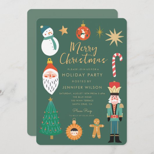 Weihnachten Merry Whimsical Feiertag Party Einladung (Vorne/Hinten)