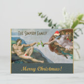 Weihnachten Michelangelo Funny Christmas Einladung (Stehend Vorderseite)