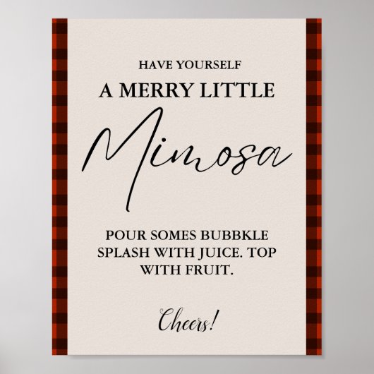 Weihnachten Mimosa Bar Sign Brautparty Brunch Poster (Vorne)