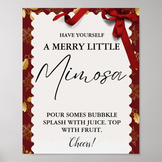 Weihnachten Mimosa Bar Sign Family Brunch Poster (Vorne)