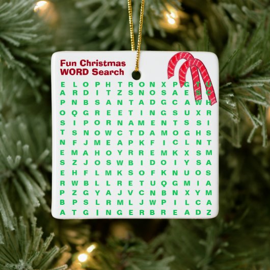 Weihnachten Mini 15 Word Puzzle Candy Canes Keramikornament (Baum)