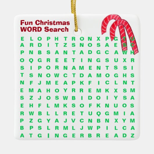 Weihnachten Mini 15 Word Puzzle Candy Canes Keramikornament (Vorderseite)