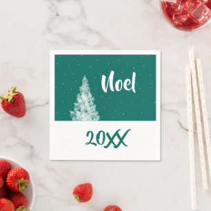 Weihnachten Minimalistisch Snowy Tree Aquamarin un Serviette