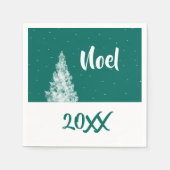 Weihnachten Minimalistisch Snowy Tree Aquamarin un Serviette (Vorderseite)