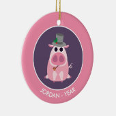 Weihnachten misstrauisch das Schwein Keramik Ornament (Rechts)