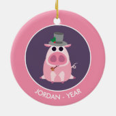 Weihnachten misstrauisch das Schwein Keramik Ornament (Hinten)