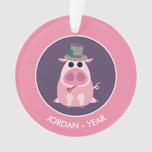 Weihnachten misstrauisch das Schwein Ornament (Vorderseite)