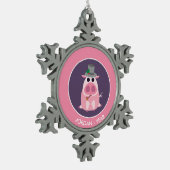 Weihnachten misstrauisch das Schwein Schneeflocken Zinn-Ornament (Links)