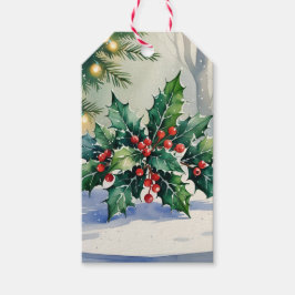 Weihnachten Mistletoe Holiday Watercolor Geschenkanhänger