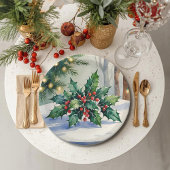 Weihnachten Mistletoe Holiday Watercolor Pappteller
