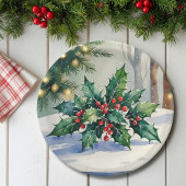 Weihnachten Mistletoe Holiday Watercolor Pappteller