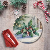 Weihnachten Mistletoe Holiday Watercolor Pappteller