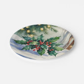 Weihnachten Mistletoe Holiday Watercolor Pappteller (Schrägansicht)