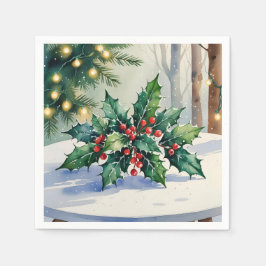 Weihnachten Mistletoe Holiday Watercolor Serviette