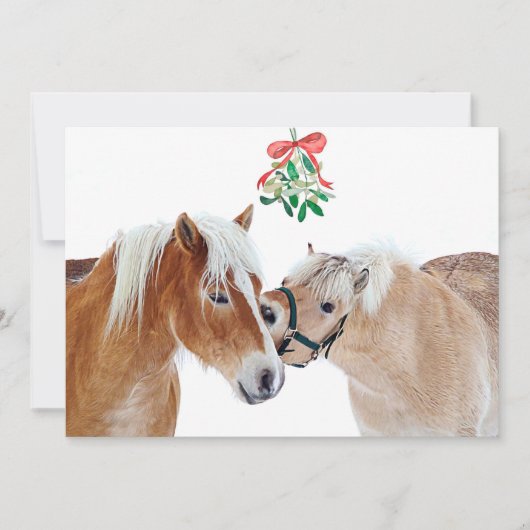 Weihnachten Mistletoe Reittiere Niedliche Ponies Einladung (Vorderseite)