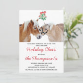 Weihnachten Mistletoe Reittiere Niedliche Ponies Einladung (Stehend Vorderseite)