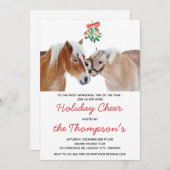 Weihnachten Mistletoe Reittiere Niedliche Ponies Einladung (Vorne/Hinten)