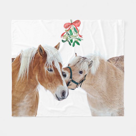 Weihnachten Mistletoe Reittiere Niedliche Ponies Fleecedecke (Vorderseite (Horizontal))