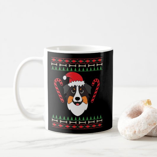 Weihnachten mit Australian Shepherd Hund Kaffeetasse (Mit Donut)
