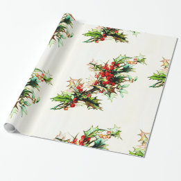Weihnachten mit Beeren Vintage Retro Geschenkpapier