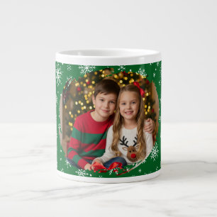 Weihnachten mit Bild und Schnee grün Jumbo-Tasse