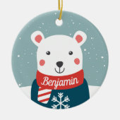 Weihnachten mit Cartoon Eisbär Keramik Ornament (Vorne)