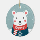 Weihnachten mit Cartoon Eisbär Keramik Ornament (Links)