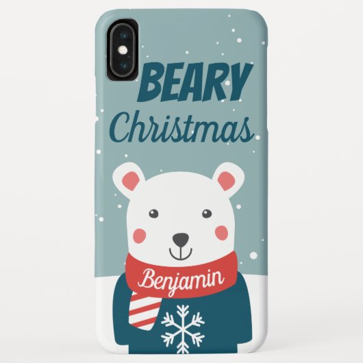 Weihnachten mit Cartoon Eisbär mit Namen Case-Mate iPhone Hülle (Rückseite)