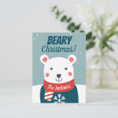 Weihnachten mit Cartoon Eisbär Postkarte (Stehend Vorderseite)